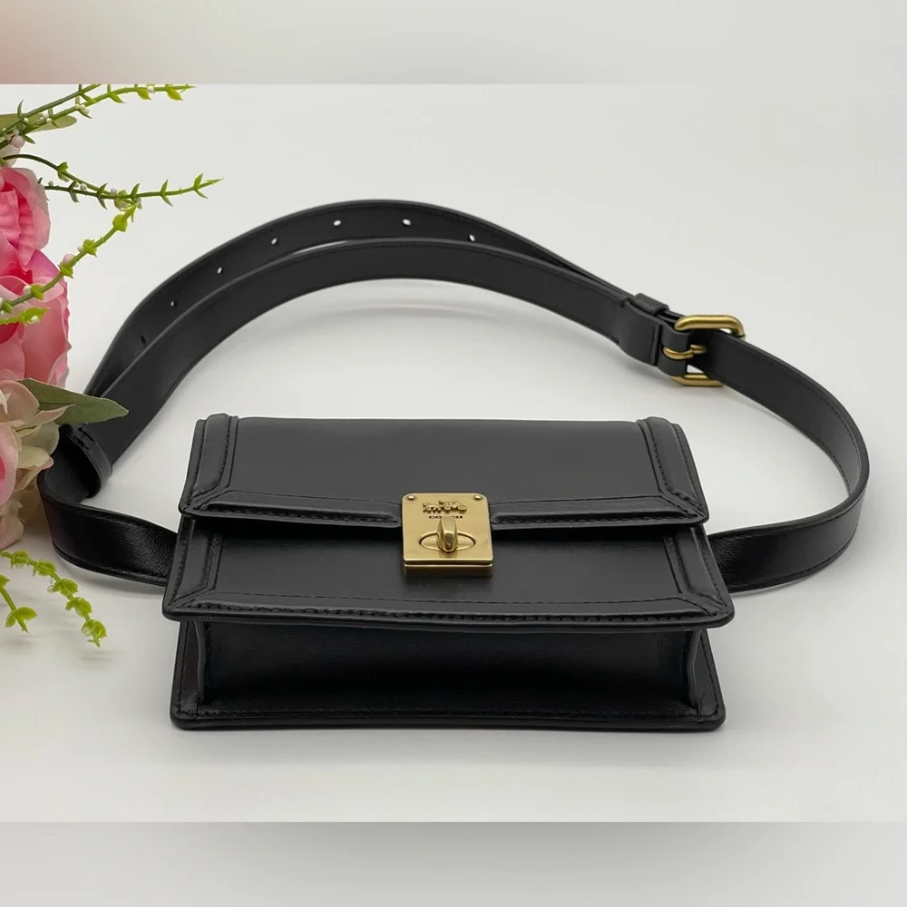 🎊Last One In Stock🎊Coach Small Black Calf Leather Belt Bag - Picture 13 of 16